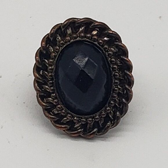𝅺Claire's Chain Link Black Faux Gem Netted Choker & Vintage Faux Black Gem Ring - Picture 2 of 16